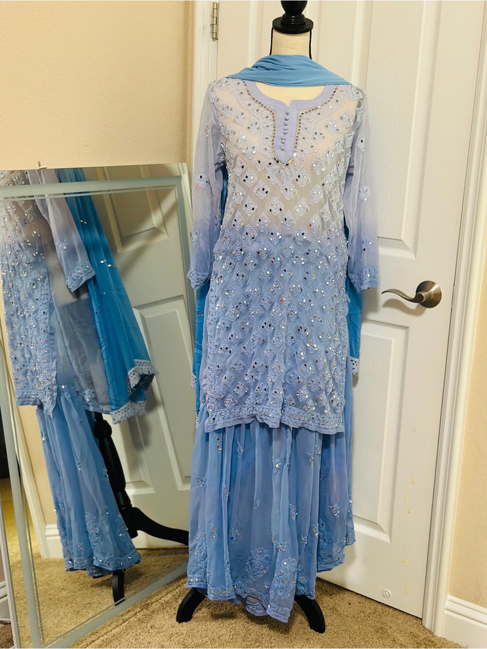Chickenkari Blue Embellished Sharara Set Large